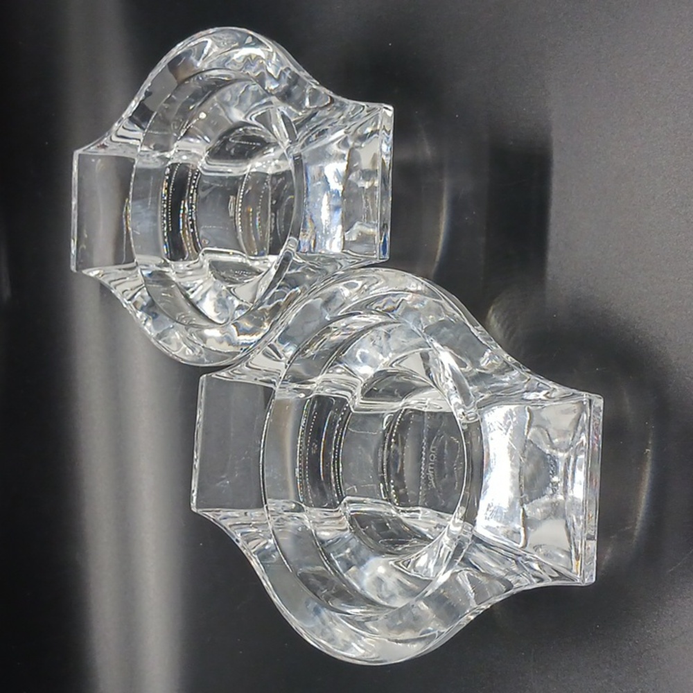 Pair of Karim Rashid Nambe' Crystal Candleholders  (6 Inches By 4 Inches Across)